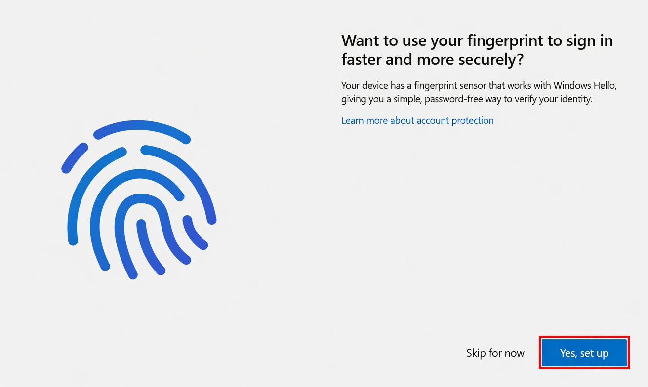 Start fingerprint setup