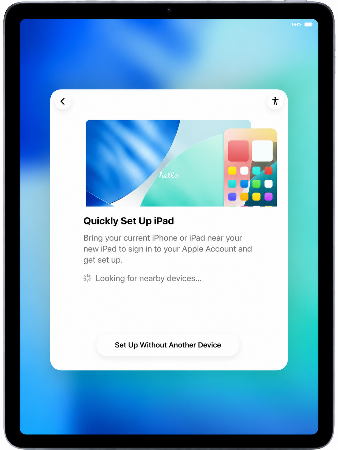 Quickly set up iPad screen