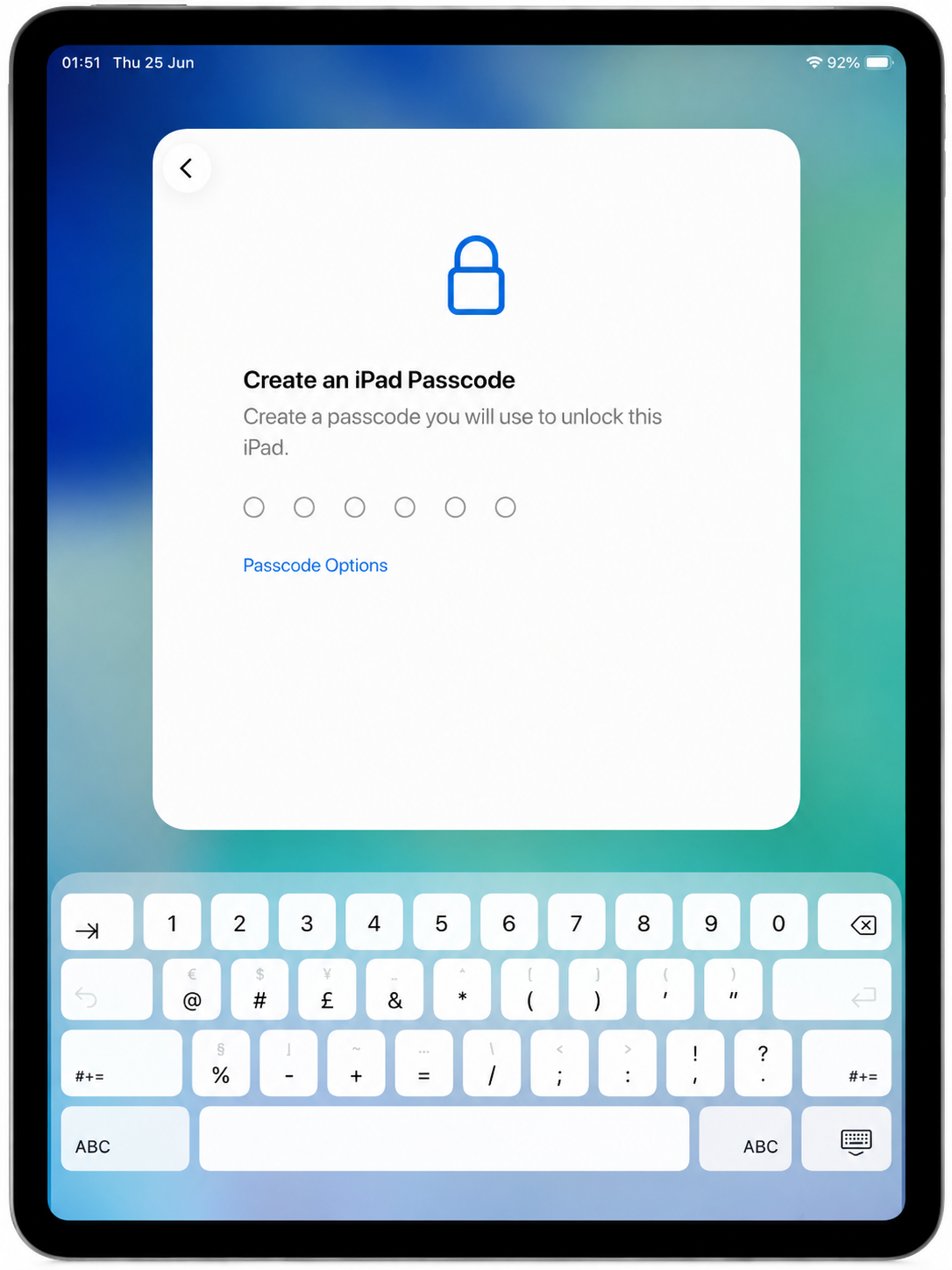 Create iPad passcode screen