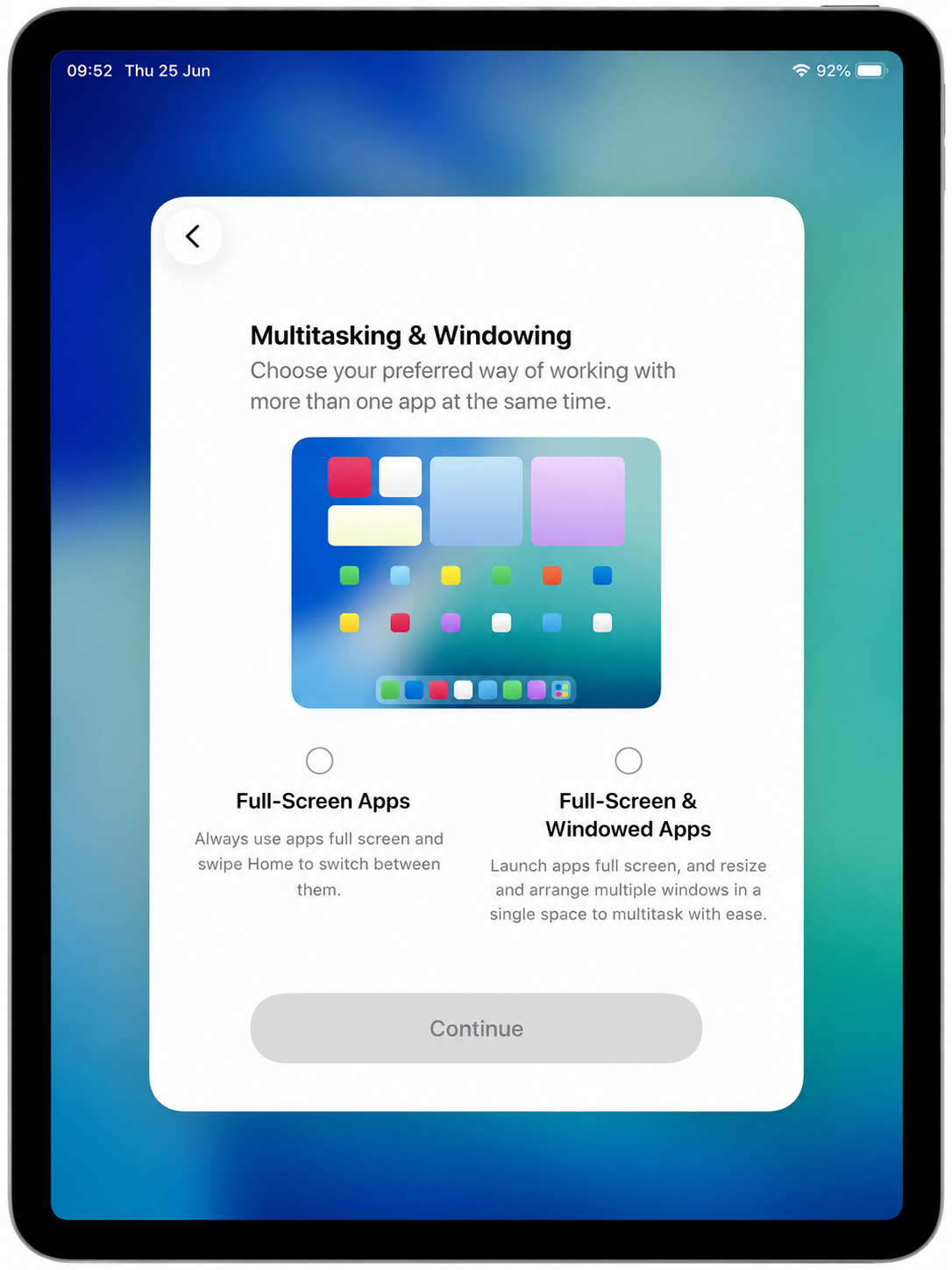 Multitasking and windowing screen