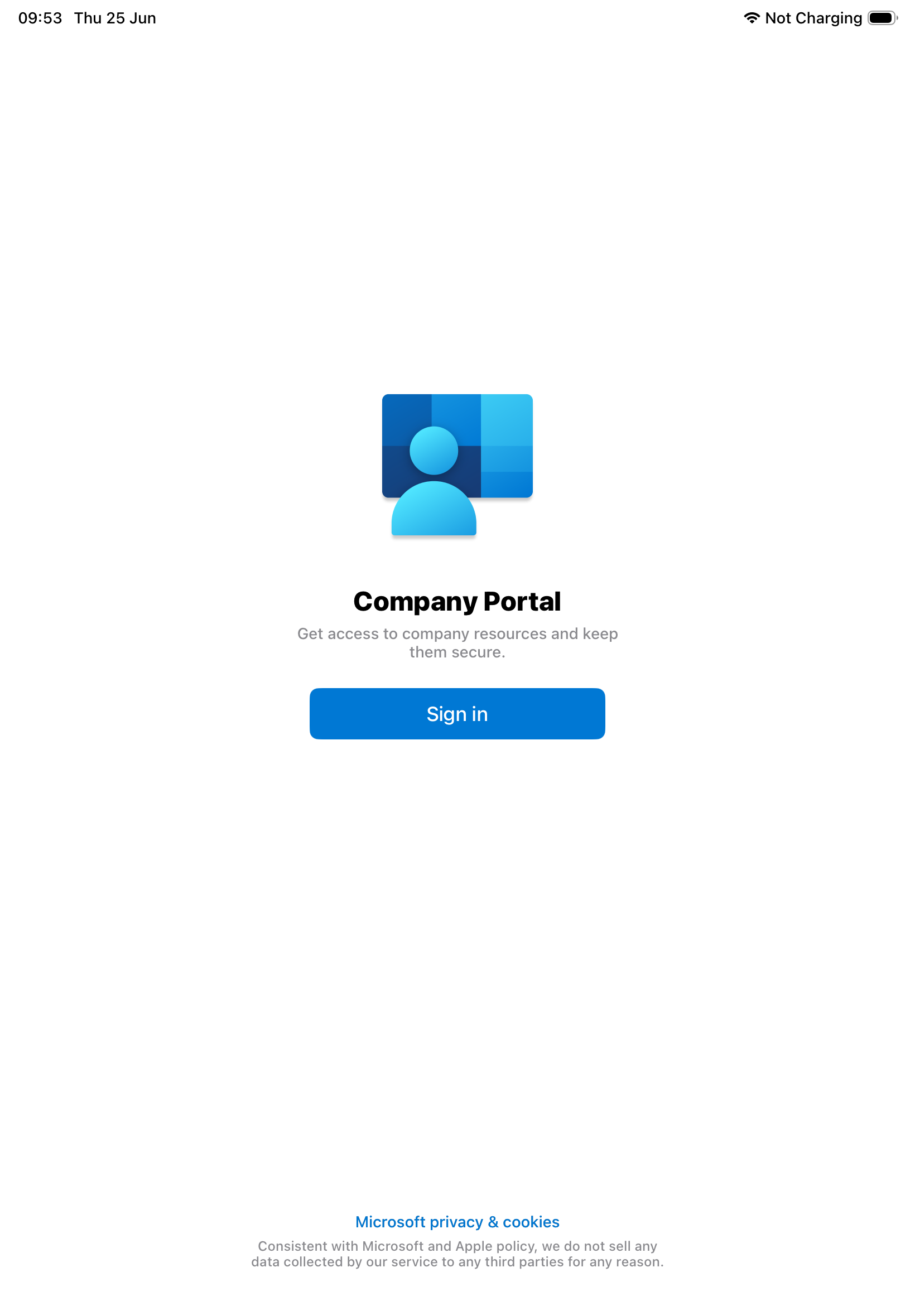 Company Portal sign in screen