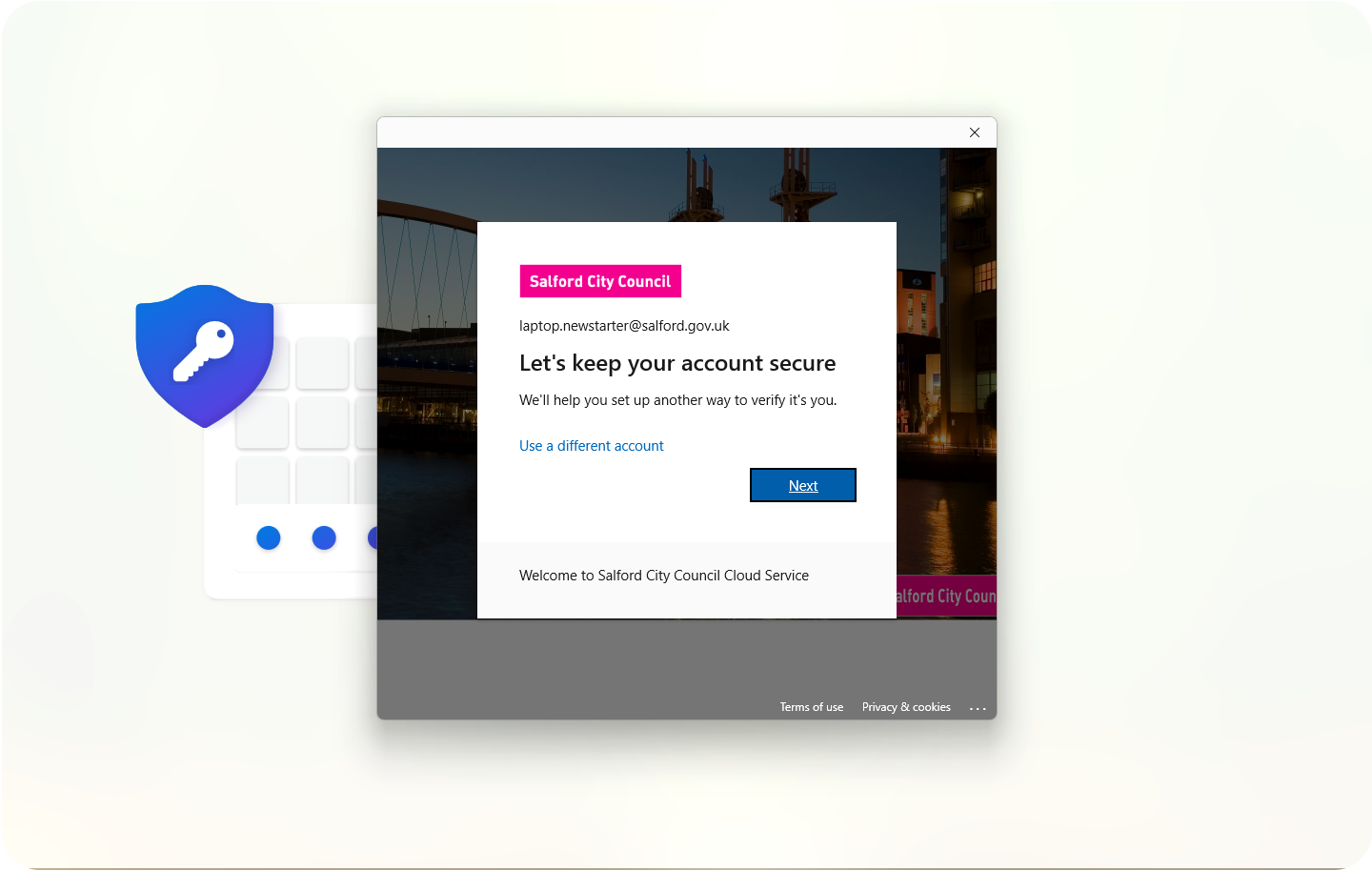 Keep your account secure prompt