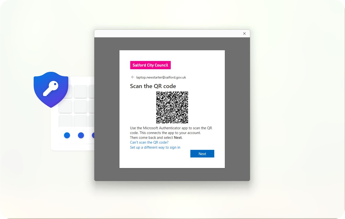 Scan QR code screen